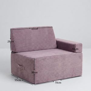 Sofá Infantil de Espuma Comprimida al Vacío en Caja, con Cubierta de Tela de Pana, Sillón con Trampolín para Niños, Logotipo Personalizado - Product Image 2