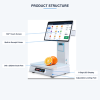 Yazar Kasa Makinesi POS Terminali Hepsi Bir Arada POS Sistemi Kapasitif Dokunmatik Ekran 15.6 İnç Tartım Terazisi Dahili Yazıcı Windows