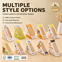 Boîtes à sandwich jetables triangulaires en carton blanc transparent avec logo personnalisé pour café, traiteur, vente au détail, emballage OEM