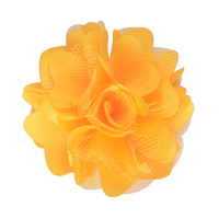 Fleurs de décoration fabriquées en usine pour vêtements pinces à cheveux en perles de plumes Fascinator Corsage broche 5cm fleur en tissu en mousseline de soie faite à la main