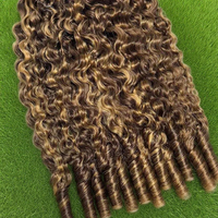 Extensions de Cheveux Humains Vierges Bouclés Birmans 16A, 100% Non Traités, Type Pixie, Couleur P4/27
