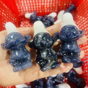 Artigianato in Cristallo Naturale Intagliato a Mano, <span class=keywords><strong>Smurfs</strong></span> in Giada Bianca e Avventurina Blu per Regalo - Product Image 4