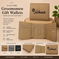 Dompet Lipat Tiga Kulit Rustic/Emas Berkualitas Tinggi 4" X 3" Dipotong dengan Mesin Ukir Laser