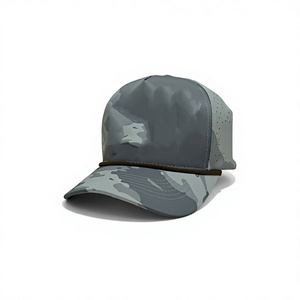 Casquette de golf personnalisée en gros, 5 panneaux, camouflage, perforations découpées au laser, performance, profil moyen, structurée, pré-courbée, fermeture snapback - Product Image 2