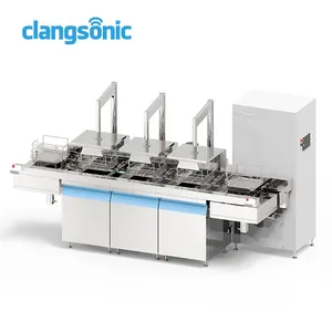 Clangsonic totalmente automático industrial 3 palco linha de limpeza ultra-sônica PCB ultra-sônica de freqüência variável