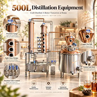 Alambic de distillation domestique 500L en cuivre à reflux pour alcool, whisky, vodka, avec colonne de distillation et chaudière, équipement de distillation domestique