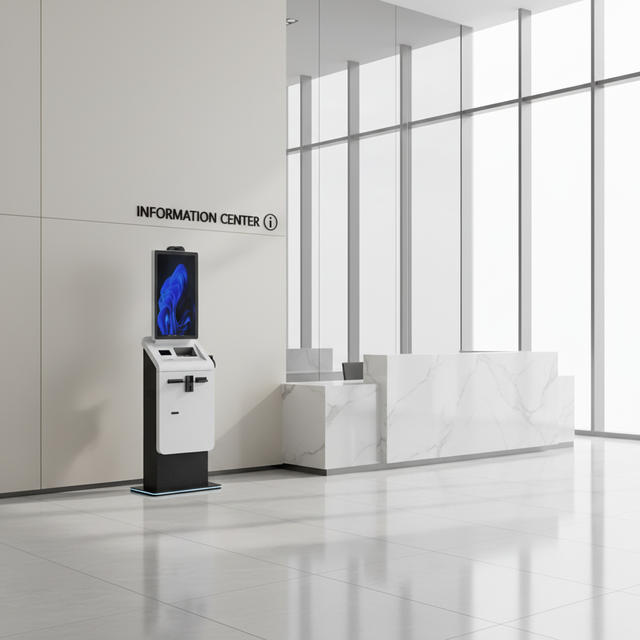Floor Standing Electronic Payment System Ticket Printer Credit Card Scanner Cash Coin Recycler Self Payment Kiosk Machine