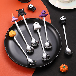 Juego de cucharas de acero inoxidable de alta belleza, vajilla desechable con patrón de animales para regalos de Halloween, cuchara para revolver café <span class=keywords><strong>y</strong></span> postre - Product Image 2