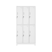 Casier de rangement métallique à 6 portes, armoire vestiaire en acier pour personnel avec serrure à clé sécurisée, trou de ventilation, pour bureau, salle de sport, dortoir