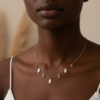 Collier en cuivre plaqué or et argent, personnalisé en usine, avec incrustations de coquillages, de turquoise et de zircon, pendentif délicat pour femme, cadeau de bijoux