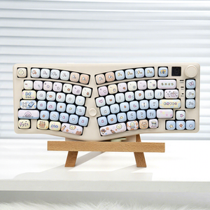 คีย์บอร์ดกลไก Alice หลายรุ่น คีย์แคปการ์ตูน A75-Triple Mode คีย์บอร์ดแบบแยกส่วนตามหลักสรีรศาสตร์ สำหรับสาวๆ ใช้ในออฟฟิศ - Product Image 4