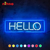 NIHAO Enseigne néon en verre traditionnel RVB à couleur personnalisable pour café, salon de coiffure, salle de sport, chambre à coucher, mur