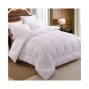 Selimut tempat tidur poliester putih nyaman seprai quilt King Queen selimut kembar