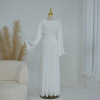 Robe maxi en polyester de haute qualité pour femmes musulmanes, élégante, couleur unie, double couche, taille ajustable, vêtements islamiques modestes pour femmes