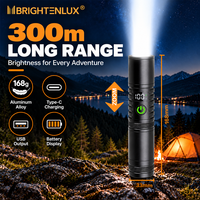 Lampe torche tactique personnalisée 5050 blanche à zoom laser, portée 300 m avec affichage numérique, rechargeable Type-C, sortie USB pour le camping