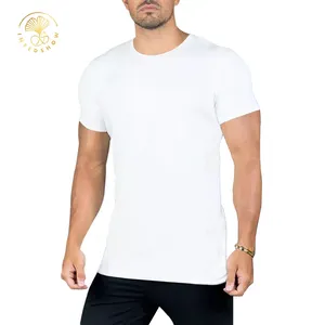 Venta al por mayor de camisetas de bambú en blanco de compresión impresas ecológicas de moda fabricante deportivo ropa de gimnasio para hombres