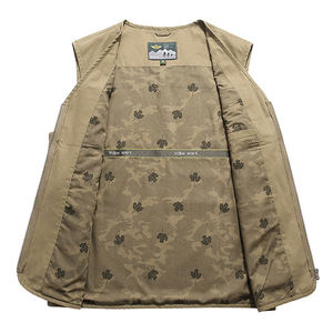 Classic เสื้อกั๊กลำลองผู้ชาย,เสื้อกั๊กไม่มีปกเสื้อโค้ทที่ใช้ได้จริงเสื้อโค้ทแขนกุดผ้าฝ้าย - Product Image 4