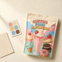 Sachets refermables imprimés en couleur avec fermeture éclair, pour milkshakes, desserts et snacks, personnalisables pour l'emballage alimentaire de détail