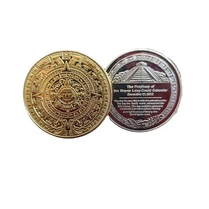Usine directe en gros calendrier <span class=keywords><strong>maya</strong></span> pièce pyramide cadran solaire conception plaqué or médaillon commémoratif artisanat personnalisable - Product Image 5