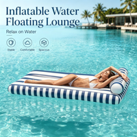 Lit flottant gonflable en PVC écologique et durable avec oreiller détachable, matelas pneumatique portable pour piscine, idéal pour l'été