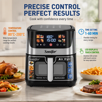 Friteuse à air carrée sans huile Sonifer SF-1034S 8,5 l 1700 W numérique avec faible teneur en matières grasses et minuteur 60 min pour des repas sains à la maison