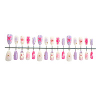 Lot de 30 faux ongles 3D en résine, motif floral tulipe, coquillage, clous en acier, style frais et coloré, pour l'exportation