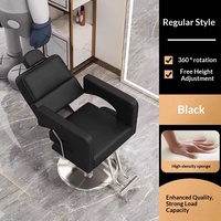 Fauteuil de Barbier Commercial en Bois Inclinable avec Rotation à 360°, Réglage de la Hauteur, Accoudoirs en Acier Inoxydable, Design Minimaliste