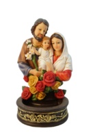 Top Grace Love Holy Family sur la fleur résine articles religieux catholique avec Pot de bougie Statue de la nativité marie et jésus