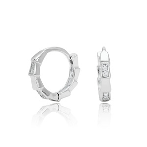 925 <b>Silver</b> Woman Fashion <b>Earring</b> S925 <b>Sterling</b> <b>Silver</b> Bamboo Zircon <b>Huggie</b> Hoop 18K Gold Plated Fine Jewelry For Women Gift - Product Image 1