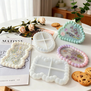 Cross-biên giới 6 bong bóng khay đế lót ly tự làm thạch cao nhỏ giọt keo gương Khuôn Silicone Swing bảng lưu trữ Đế Lót Ly bánh công cụ - Product Image 1