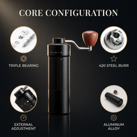 Penggiling Kopi Manual Kelas Atas Grosir untuk Penggemar Kopi, Penggilingan Presisi, Gagang Walnut, Ringan, Pasokan Langsung Pabrik, Penawaran Grosir