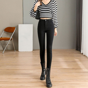 Personnalisation de bonne qualité et à bas prix de haute qualité Taille haute et coupe ajustée Montrez votre silhouette Jeans en pur coton pour femmes - Product Image 6