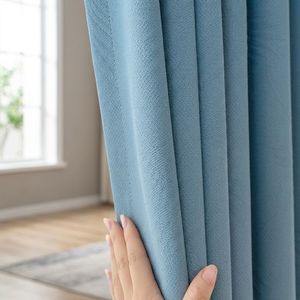 Rideaux occultants modernes et simples pour baie vitrée, anti-chaleur extérieure, isolants, épais, pour salon, rideau ondulé tissé - Product Image 1