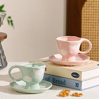 Tasses et soucoupes en céramique créatives Lelyi, design nuage, pour le thé de l'après-midi, mugs à café, cadeaux personnalisés de grande valeur pour filles, en stock
