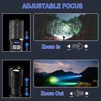 Lampe torche portable USB rechargeable en ABS, 5W, 800 lumens, 6000K, lumière du jour, faisceau de 200M, tactique, camping en plein air