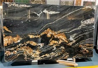 Dalle de granit de luxe en titane veiné noir et or