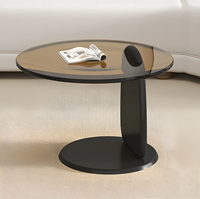Ensemble de table basse ronde en verre trempé minimaliste moderne, design personnalisable respectueux de l'environnement pour petit salon