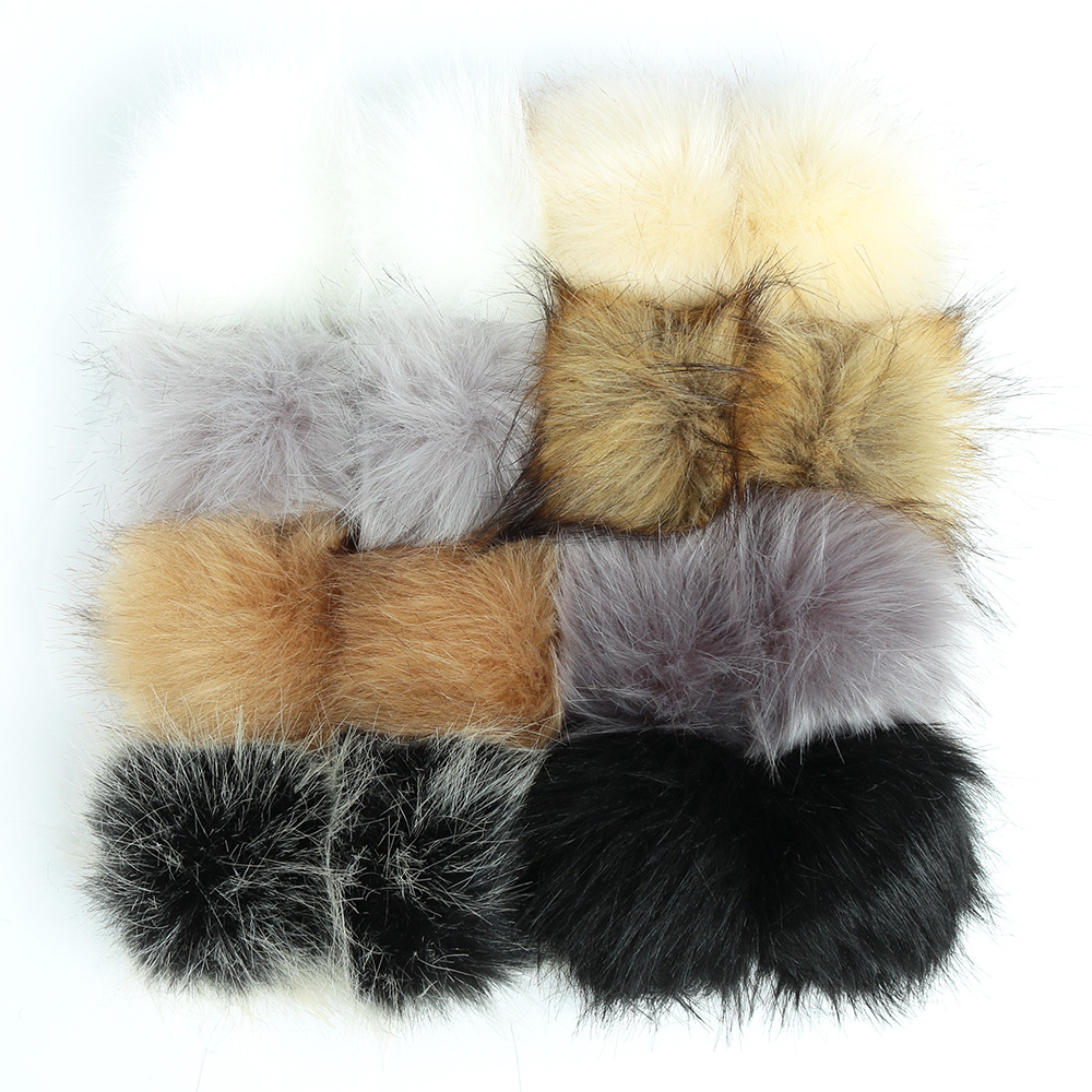 Оптовая продажа, помпоны для шапок бини, пушистые Помпоны из лисьего меха, съемные Меховые помпоны из меха енота