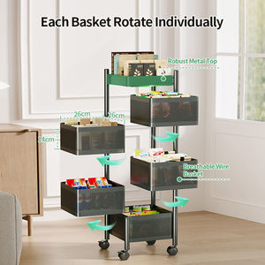 Carrito Organizador de <span class=keywords><strong>Cocina</strong></span> con Ruedas y Cestas Giratorias de 5 Niveles para Almacenamiento de Frutas y Verduras, Venta al por Mayor OEM - Product Image 5