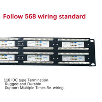 Panneau de brassage à fibre optique monté en rack 19 pouces 1U SC LC CAT6 CAT5E CAT6A Cat 6 Panneau de brassage réseau RJ45 48 ports