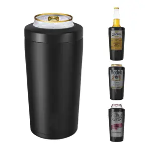 4-In-1 çok fonksiyonlu bira şişesi tutucu izolatör üçlü yalıtımlı 12oz paslanmaz çelik sıska ve standart Can soğutucu Tumbler