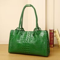 Tas Tote Wanita Desain Panel Vintage Bahan Silikon, Tas Selempang Bahu Kapasitas Besar Tahan Air dengan Ritsleting, Musim Gugur