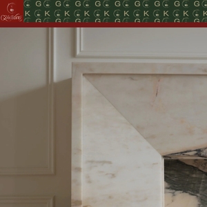 GOLDKING Elegante Revestimiento de Chimenea de Mármol Rosa Tabaco para Sala de Estar Residencial, Crema Cálido con Vetas Gris Carbón Pulido OEM - Product Image 4