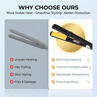Brosse lissante ODM avec plaques en titane, écran LCD, affichage de la température, ions négatifs, température RV