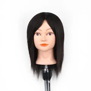 100% High Quality Hairdresser Practice Dummy Doll Head Real Human Raw Hair Mannequin Barber Training Head