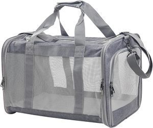 Sac de transport pliable pour chat et <span class=keywords><strong>chien</strong></span>, <span class=keywords><strong>en</strong></span> tissu Oxford souple, avec sangle réglable, approuvé par les compagnies aériennes, grand modèle, gris - Product Image 2