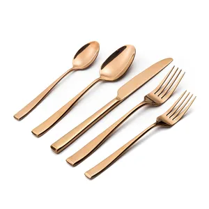 18/0 Stainless Steel Shiny Talheres Wedding Copper Cutlery Rose Gold Silverware Elegant Flatware Set