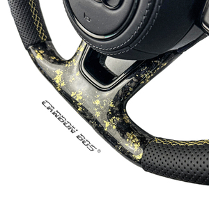 Volant sport en fibre de carbone forgé or pour <span class=keywords><strong>Audi</strong></span> B8 R8 TT RS3 RS4 <span class=keywords><strong>RS6</strong></span> B8 Q5 Q6 S5 S7 A3 A4 A5 A6 A7 Motorveer - Product Image 3