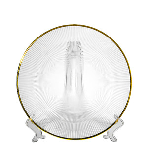 Assiettes de présentation rondes en verre côtelé avec bord doré Samyo Luxury Home Party Decoration, 13 pouces - Product Image 4