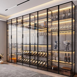 Meuble à vin en verre haut de gamme JINGSHUN, 20+ étagères, vitrine décorative transparente, mobilier de maison - Product Image 1